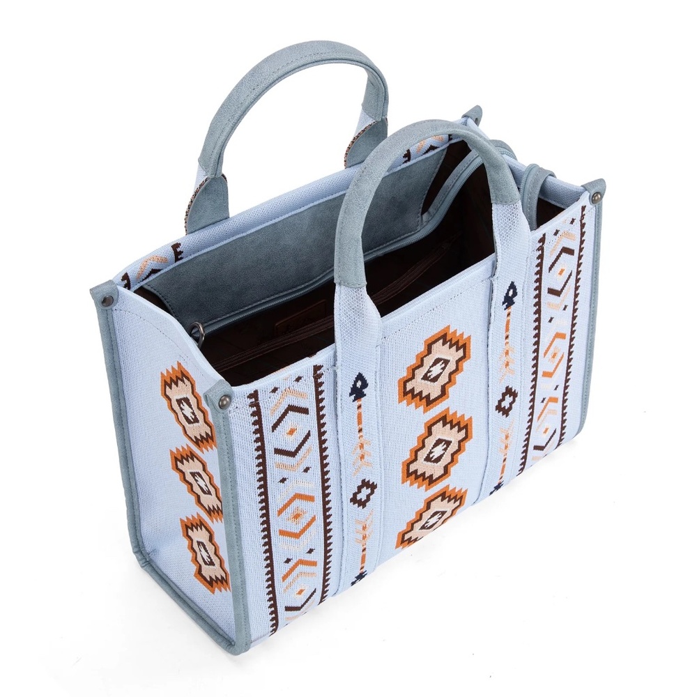 Montana West Aztec Retro Arrows Dual Sided Print Large Tote/Crossbody- Jean - Picture 5 of 7